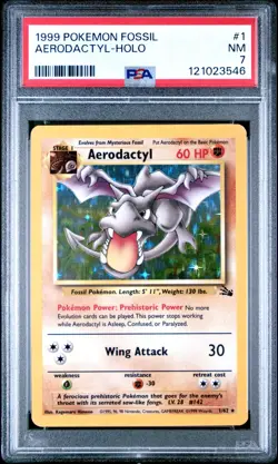 Aerodactyl (1) Fossil #01 (1999) Holo PSA 7 Pokemon - Image 1