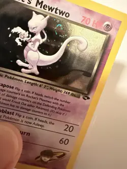 Rocket's Mewtwo ⭐ 14/132 Holo Rare SWIRL Gym Challenge 2000 Pokemon NM/LP - Image 2