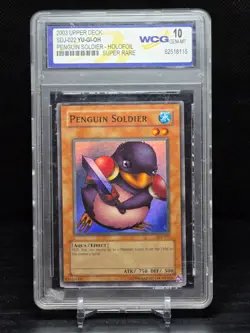 2003 Upper Deck Yu-Gi-Oh GEM-MT 10 Penguin Soldier Holofoil SDJ-022 - Image 1