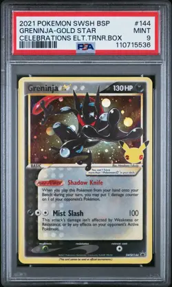 2021 Pokemon Greninja Gold Star Celebrations ETB Promo SWSH144 Mint PSA 9 - Image 1