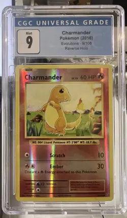 Pokemon TCG Evolutions #9/108 Charmander CGC 9 Reverse Holo - Image 1