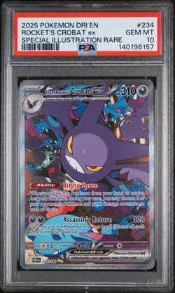 2025 POKEMON DRI EN-DESTINED RIVALS #234 TEAM ROCKET'S CROBAT EX PSA 10 - Image 1
