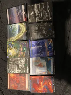 10 Magic The Gathering Basic Land Cards With Alternative Art And Colours Bundle - Image 1