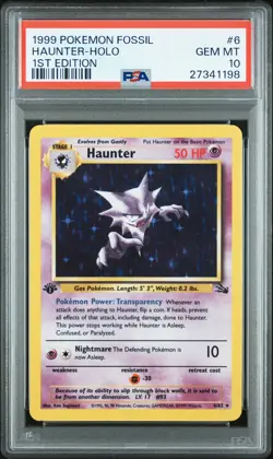 1999 POKEMON FOSSIL 1ST EDITION #6 HAUNTER-HOLO PSA 10 - Image 1
