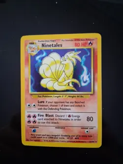 Pokemon TCG Base Set Holo Unlimited Rare Card 12/102 Ninetails - Image 1