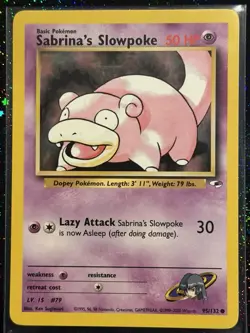 Pokemon TCG Sabrina's Slowpoke Gym Heroes 95/132 Unlimited Common Card Near Mint - Image 1