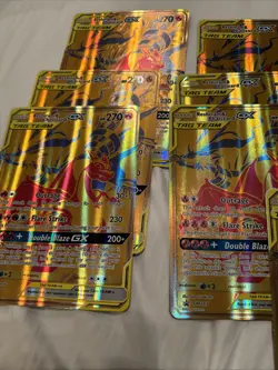 Pokemon Reshiram Charizard GX Full Art Gold Foil Card SM247 JUMBO! (Lot Of 13) - Image 5