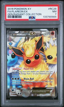 2016 POKEMON XY GENERATIONS RADIANT COLL #RC28 FULL ART/FLAREON EX PSA 7 - Image 1