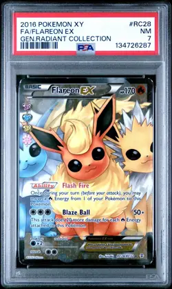2016 POKEMON XY GENERATIONS RADIANT COLL #RC28 FULL ART/FLAREON EX PSA 7 - Image 1