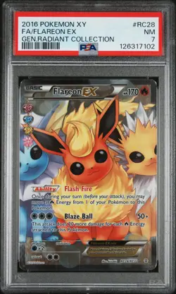 2016 POKEMON XY GENERATIONS RADIANT COLL #RC28 FULL ART/FLAREON EX PSA 7 - Image 1