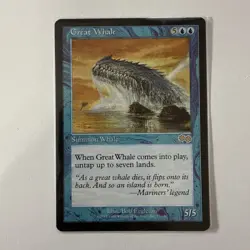 GREAT WHALE X1 MAGIC MTG URZA'S SAGA EXCELLENT/LIGHT PLAY (EX/LP) 1998 - Image 1
