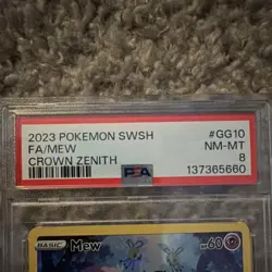 Pokemon Mew Crown Zenith 2023 GG10 Full Art PSA 8 Holo Psychic Basic Card - Image 3