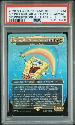 2025 MTG SECRET LAIR DROP #1932 SPONGEBOB SQUAREPANTS PSA 10 - Image 1