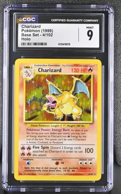 CGC 9 MINT Charizard 1999 Base Set 4/102 Holo Pokemon Card - Image 1