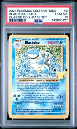 2021 POKEMON CELEBRATIONS CLASSIC COLLECTION 2 BLASTOISE-HOLO PSA 10 GEM MINT - Image 1