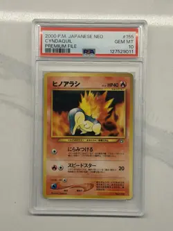 Pokemon TCG Cyndaquil Neo Premium File Japanese GM MT PSA 10 - Image 1