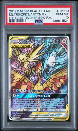 2019 POKEMON SM BLACK STAR PROMO FULL ART/MOLTRES & ZAPDOS & ARTICUNO GX PSA 10 - Image 1