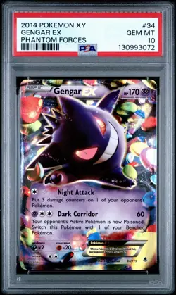 PSA 10 Gem Mint - Gengar EX 34/119 - XY Phantom Forces Ultra Rare Pokemon - Image 1