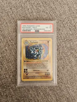 1999 Pokemon Game Machamp Holo 1st Edition Shadowless PSA 4 - Image 1