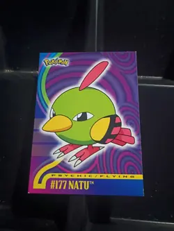 Natu #177 2001 Topps Pokemon Johto Series 1 Blue Label Logo NM - Image 1