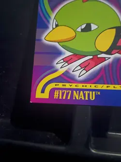 Natu #177 2001 Topps Pokemon Johto Series 1 Blue Label Logo NM - Image 2
