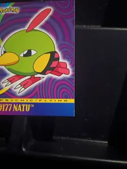 Natu #177 2001 Topps Pokemon Johto Series 1 Blue Label Logo NM - Image 4