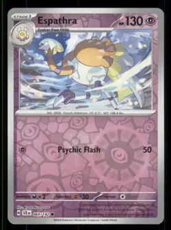 Espathra SV07: Stellar Crown #069/142 Common Reverse Holo Pokemon NM - Image 1