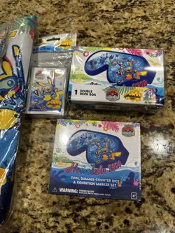 2024 Pokemon Worlds Honolulu Snorkel Pikachu Set Deckbox Sleeves Playmat Dice - Image 3
