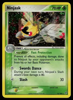 Pokemon Card - Ninjask Deoxys 13/107 Holo SWIRL Rare - Image 1