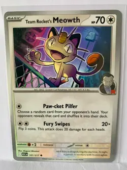 Team Rockets Meowth 161/217 Common Card - Ascended Heroes Set - Pack Fresh - Image 1