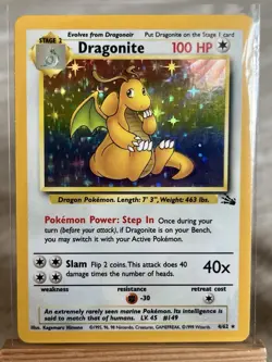 Pokemon TCG Fossil Dragonite 04/64 Holo + Dragonite 19/62 Two Card Set LP-/MP+ - Image 3