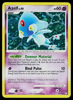 Pokemon Card - Azelf Mysterious Treasures 4/123 Holo SWIRL Rare - Image 1