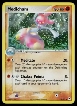 Pokemon Card - Medicham Hidden Legends 10/101 Holo SWIRL Rare - Image 1