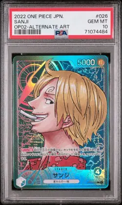 2022 ONE PIECE TCG Paramount War SANJI OP02-026 Alternate Art GEM MINT PSA 10 - Image 1