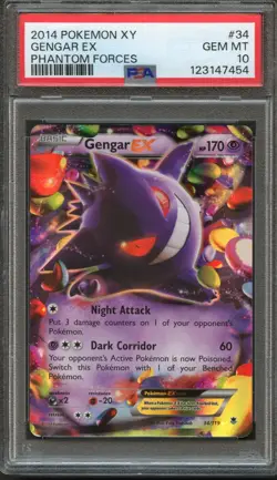 Gengar EX 34/119 XY Phantom Forces Rare PSA 10 Gem Mint Pokemon Card - Image 1
