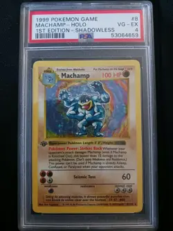 1999 POKEMON GAME 8 MACHAMP- HOLO 1ST EDITION-SHADOWLESS PSA 4 - Image 1