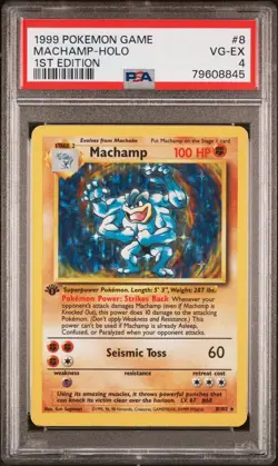 1999 Pokemon Game 1st Edition Holo Rare #8 - PSA VG-EX 4 - MACHAMP - Image 1