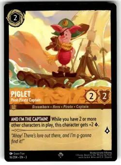 Disney Lorcana Piglet Pooh Pirate Captain Into The Inklands 16/204 Non Foil - Image 1