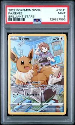 PSA 9 Brilliant Stars Eevee TG11 - 2022 Pokemon Swsh09 Trainer Gallery TG11/TG30 - Image 1
