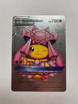 Pikachu Mega Diancie Tag Cosplay Silver Foil Display Card HP700 NM/M - Image 1