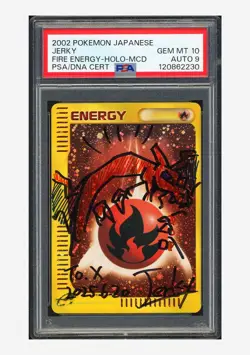 Pokemon PSA 10 AUTO 9 Fire Energy Holo Jerky 2002 McDonald's Japanese - Image 1