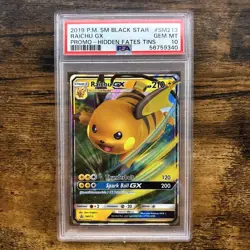 2019 Pokemon Sun Moon Raichu GX FA Hidden Fates Promo #SM213 PSA 10 - Image 1