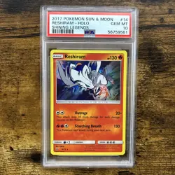 2017 Pokemon Sun & Moon Shining Legends Reshiram Holo 14/73 PSA 10 Gem Mint - Image 1