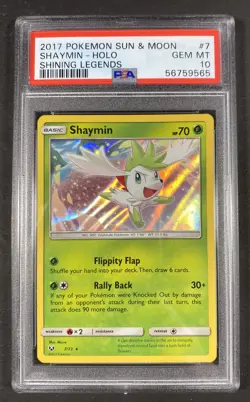 2017 Pokemon Sun & Moon - Shining Legends Shaymin Holo #7 PSA 10 GEM MINT - Image 1