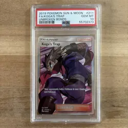 PSA 10 Koga’s Trap 211 Pokemon 2019 Sun & Moon Unbroken Bonds Full Art - Image 1