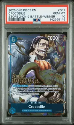 One Piece TCG 2-on-2 Battle 2025 Crocodile Winner P-082 PSA 10 💎 *POP 27* - Image 1