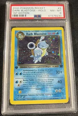 Pokemon TCG Dark Blastoise Holo Rare 1st Edition PSA Mint 8 Swirl - Image 1