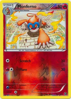 Monferno 19/114 Uncommon Reverse Holo XY - Steam Siege Pokemon Card - Image 1