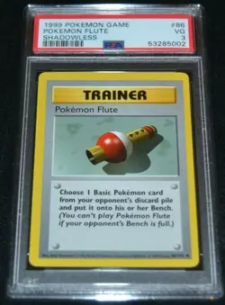Shadowless Pokemon Flute 86/102 Base Set Trainer Pokemon Trading Cards PSA 3 VG - Image 1