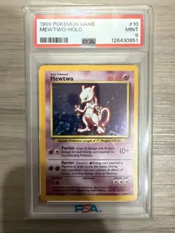 1999 Pokemon Mewtwo PSA 9 Mint Holo Base Set #10 - Image 1